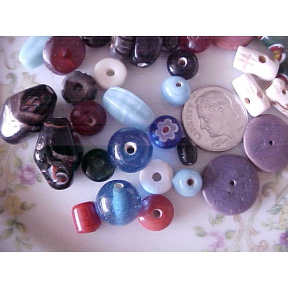 Macrame Craft Large Hole Handmade Lampwork Glass DIY Jewelry Making Supplies - Picture 3 of 5